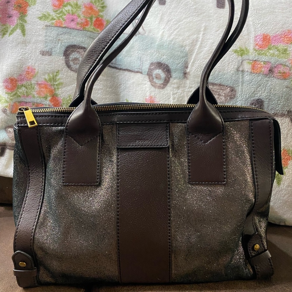 Fossil Gwen Satchel Pewter Bag